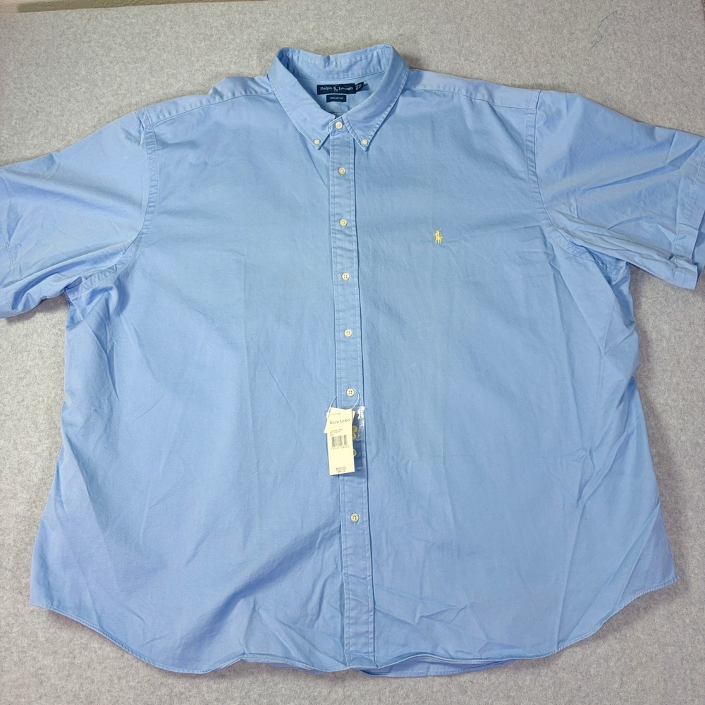 Ralph Lauren Mens 5X Blue Short Sleeve Button Down Shirt Big & Tall 7962484 BAZ